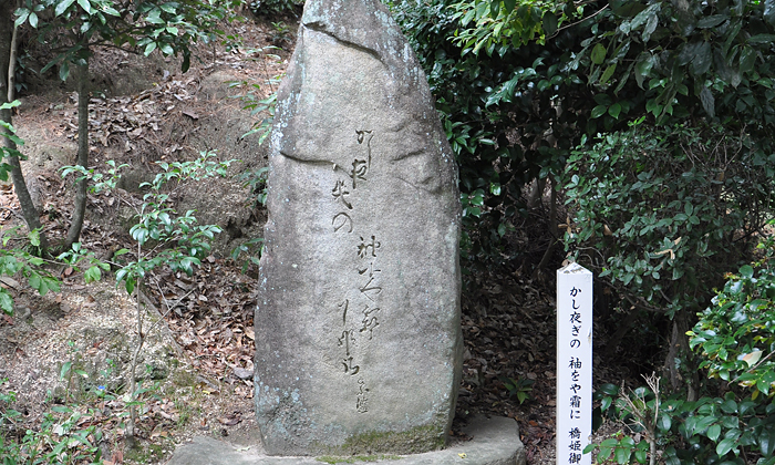 かし夜ぎの袖をや霜に橋姫御　石碑